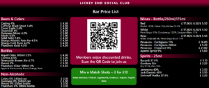 bar price list